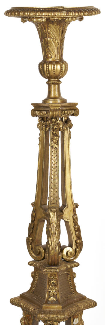 Lot 290: Pair Continental Giltwood Torchieres