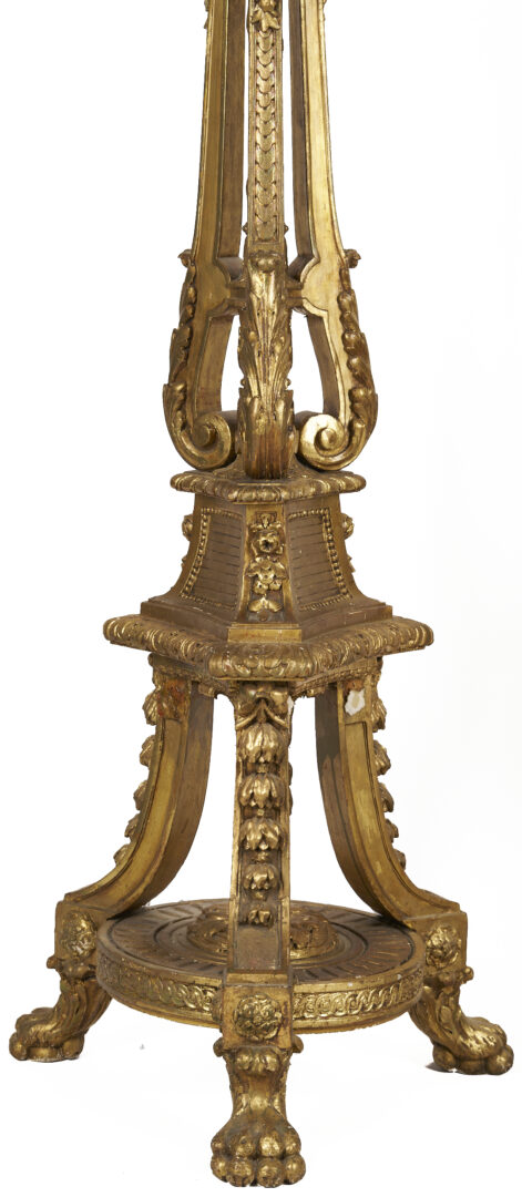 Lot 290: Pair Continental Giltwood Torchieres
