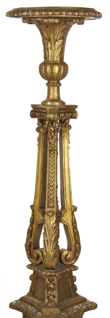 Lot 290: Pair Continental Giltwood Torchieres