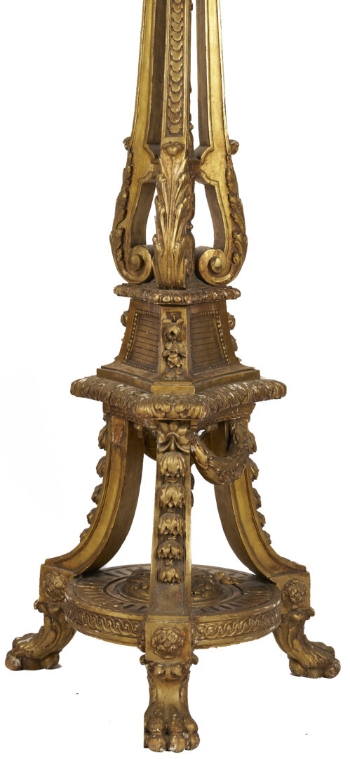 Lot 290: Pair Continental Giltwood Torchieres