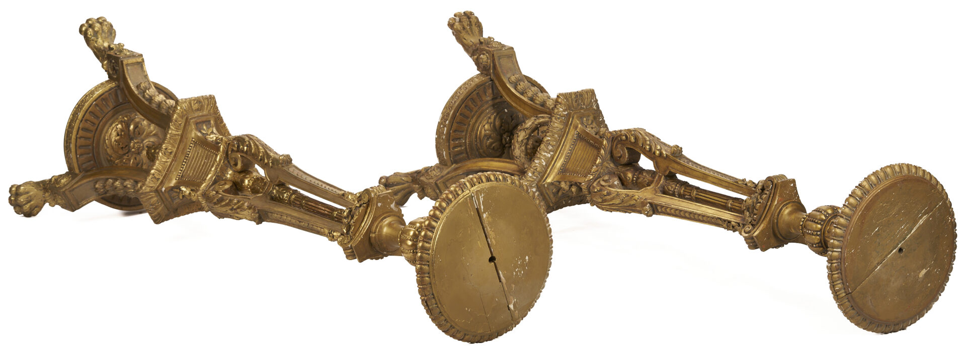 Lot 290: Pair Continental Giltwood Torchieres