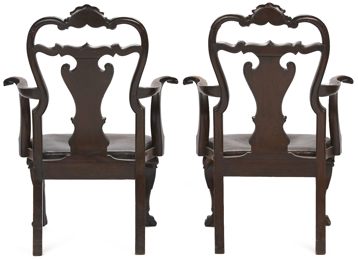 Lot 292: Pair Irish George I Carved Armchairs