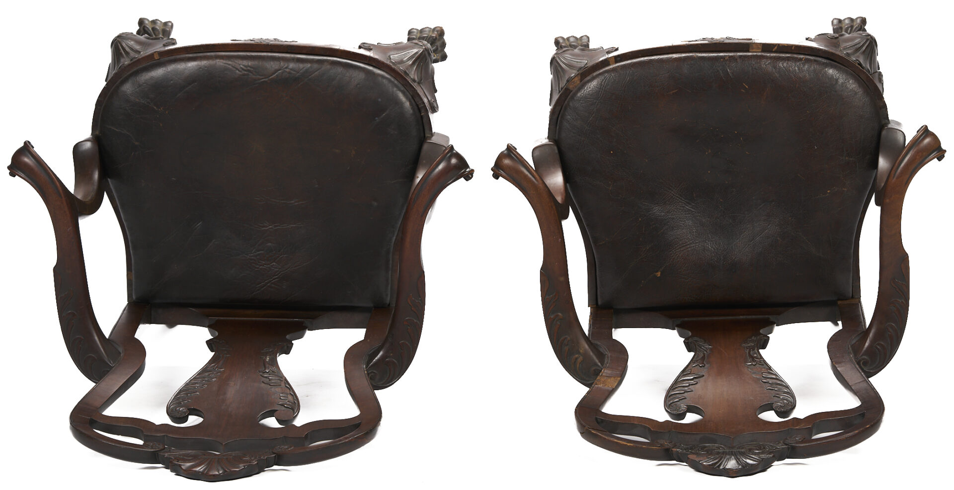 Lot 292: Pair Irish George I Carved Armchairs