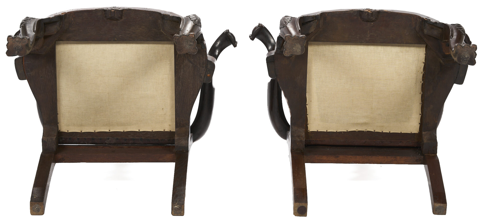 Lot 292: Pair Irish George I Carved Armchairs