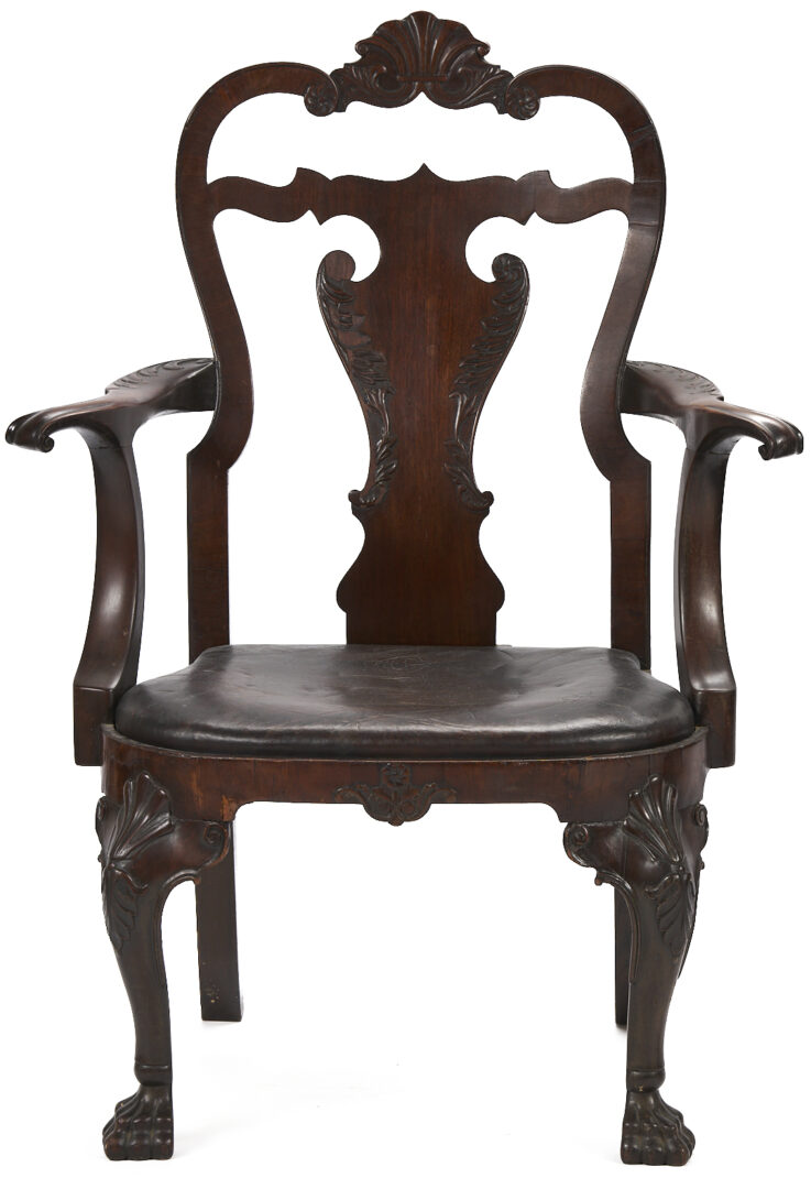 Lot 292: Pair Irish George I Carved Armchairs