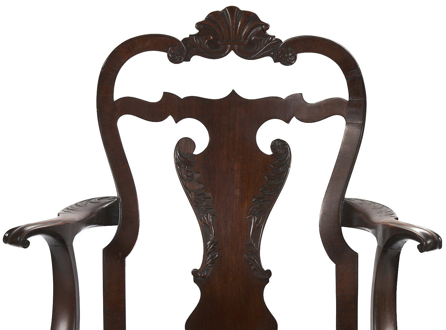 Lot 292: Pair Irish George I Carved Armchairs