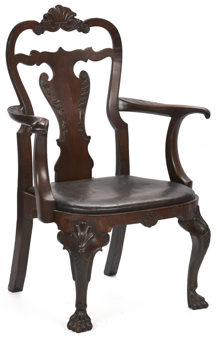 Lot 292: Pair Irish George I Carved Armchairs