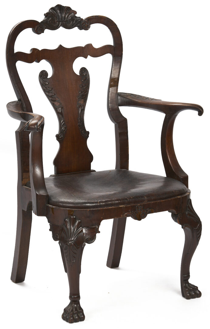 Lot 292: Pair Irish George I Carved Armchairs