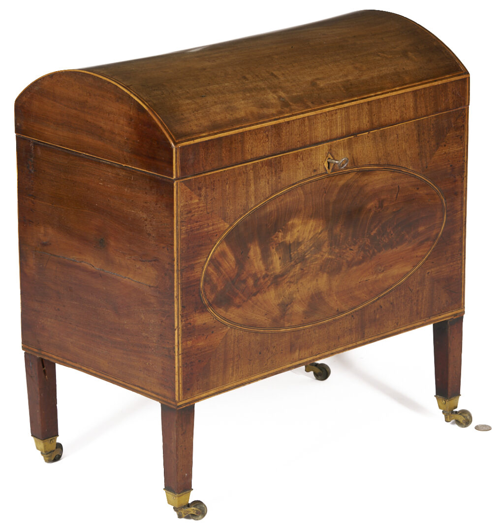 Lot 293: Inlaid Mahogany Dome Top Cellarette