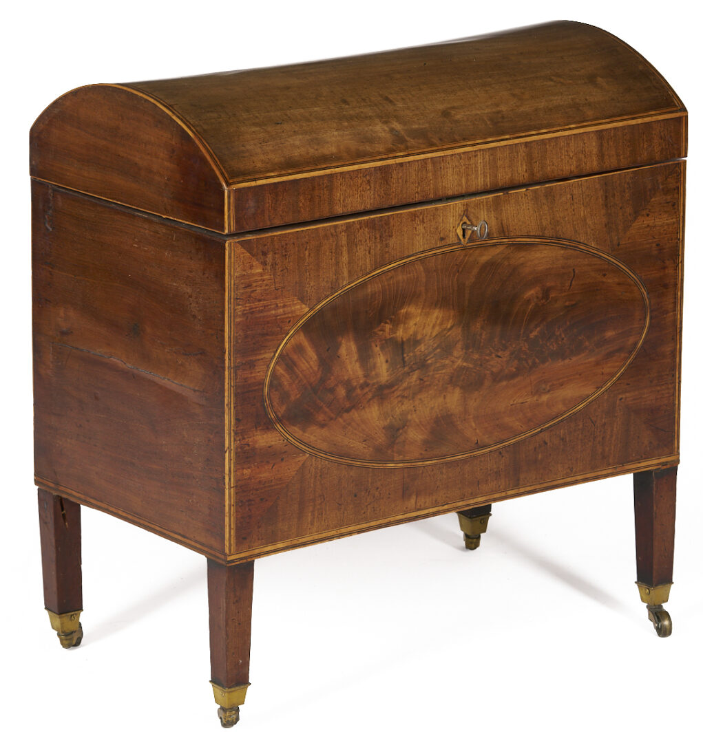 Lot 293: Inlaid Mahogany Dome Top Cellarette