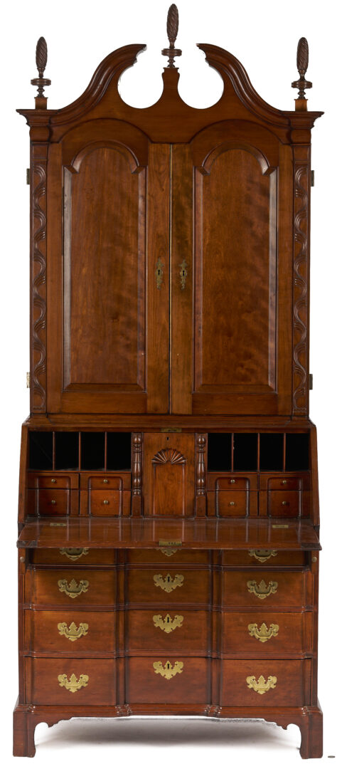 Lot 295: New England Chippendale Block Front Desk and Bookcase , ref. Nutting fig. 697