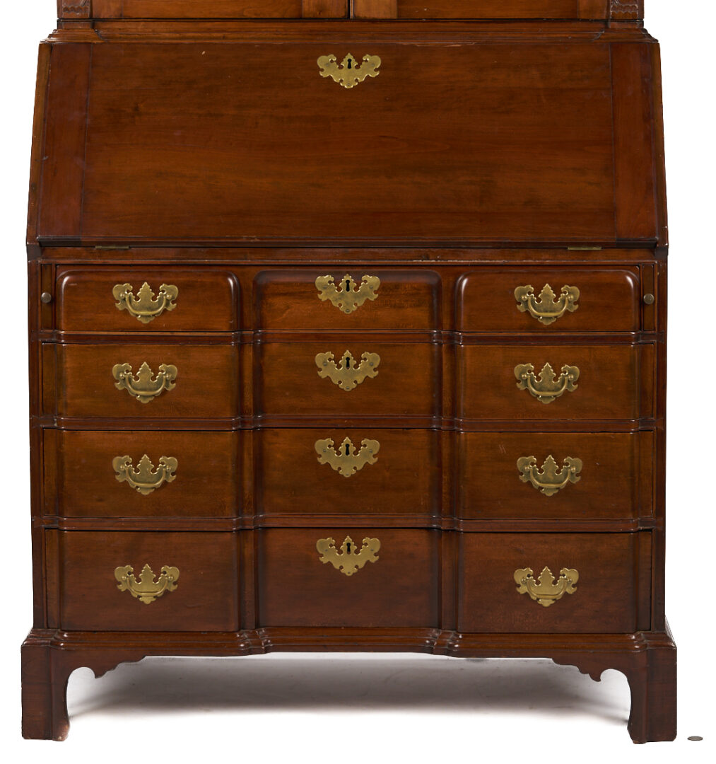 Lot 295: New England Chippendale Block Front Desk and Bookcase , ref. Nutting fig. 697