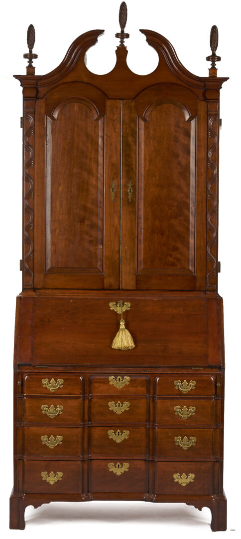 Lot 295: New England Chippendale Block Front Desk and Bookcase , ref. Nutting fig. 697