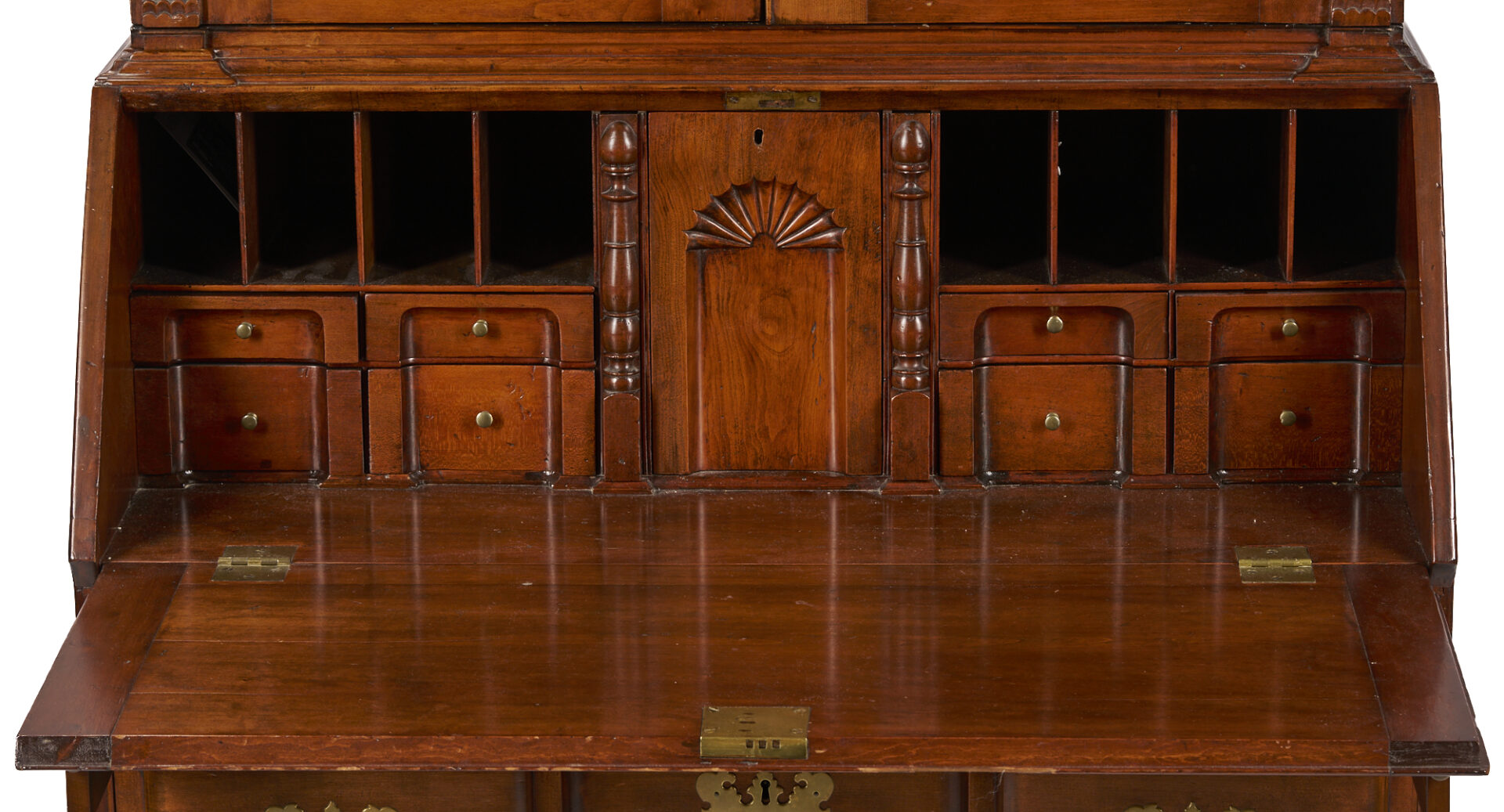 Lot 295: New England Chippendale Block Front Desk and Bookcase , ref. Nutting fig. 697