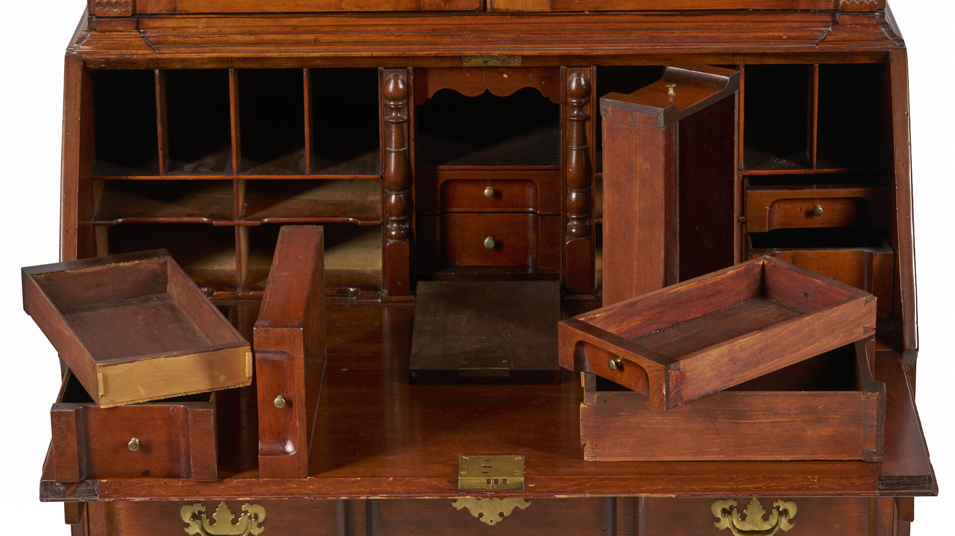 Lot 295: New England Chippendale Block Front Desk and Bookcase , ref. Nutting fig. 697
