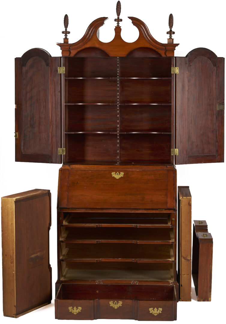 Lot 295: New England Chippendale Block Front Desk and Bookcase , ref. Nutting fig. 697