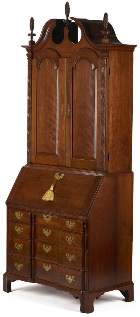 Lot 295: New England Chippendale Block Front Desk and Bookcase , ref. Nutting fig. 697