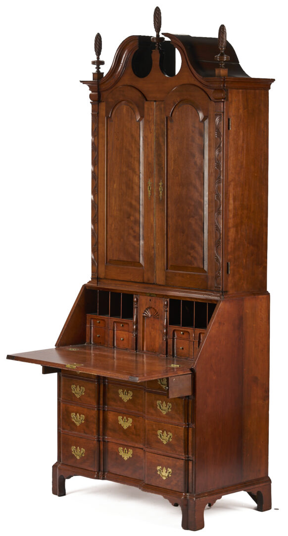 Lot 295: New England Chippendale Block Front Desk and Bookcase , ref. Nutting fig. 697