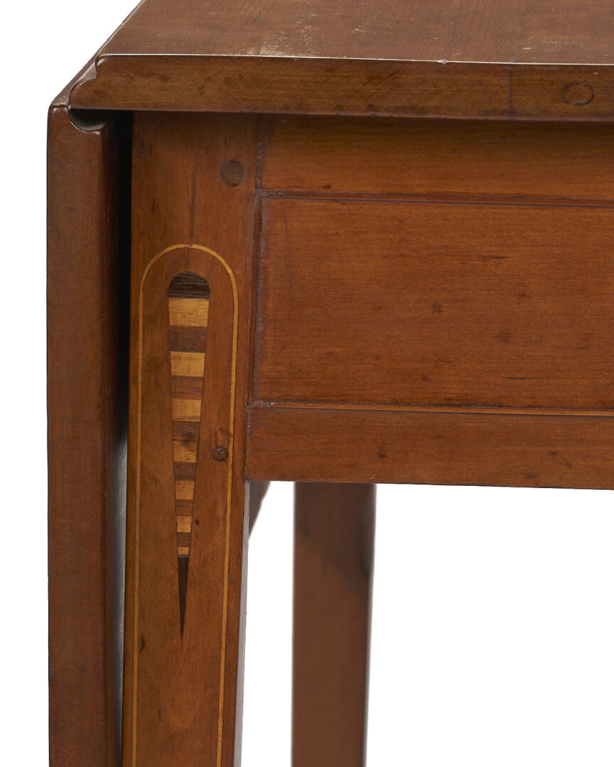 Lot 296: Cherry Pembroke Table with Inlaid Barber Pole Teardrop Stiles