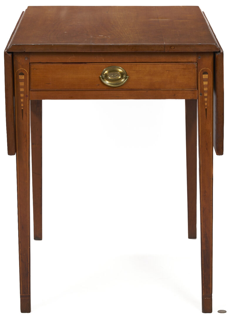 Lot 296: Cherry Pembroke Table with Inlaid Barber Pole Teardrop Stiles