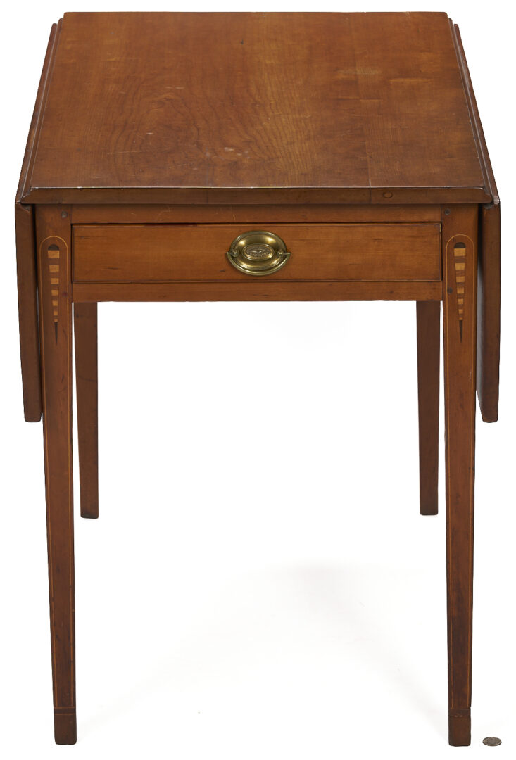 Lot 296: Cherry Pembroke Table with Inlaid Barber Pole Teardrop Stiles