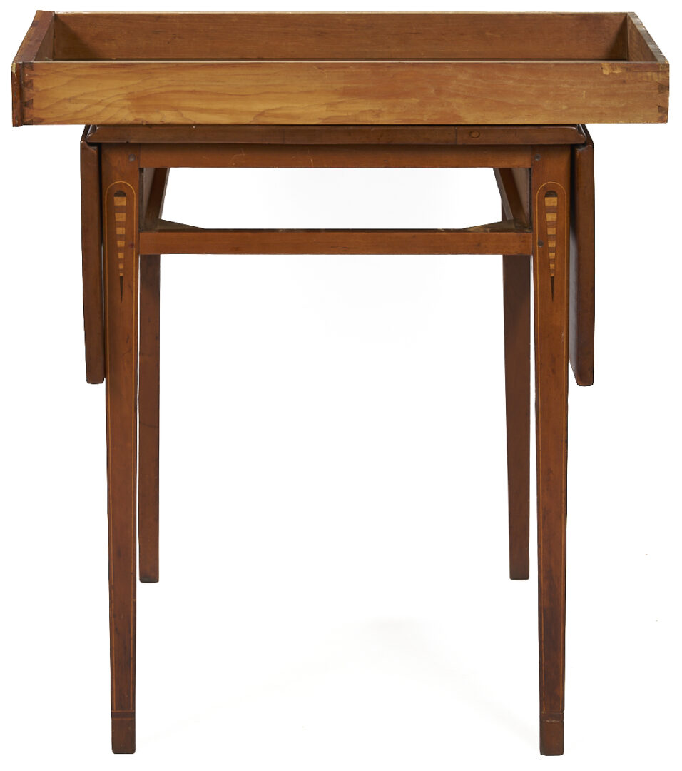 Lot 296: Cherry Pembroke Table with Inlaid Barber Pole Teardrop Stiles