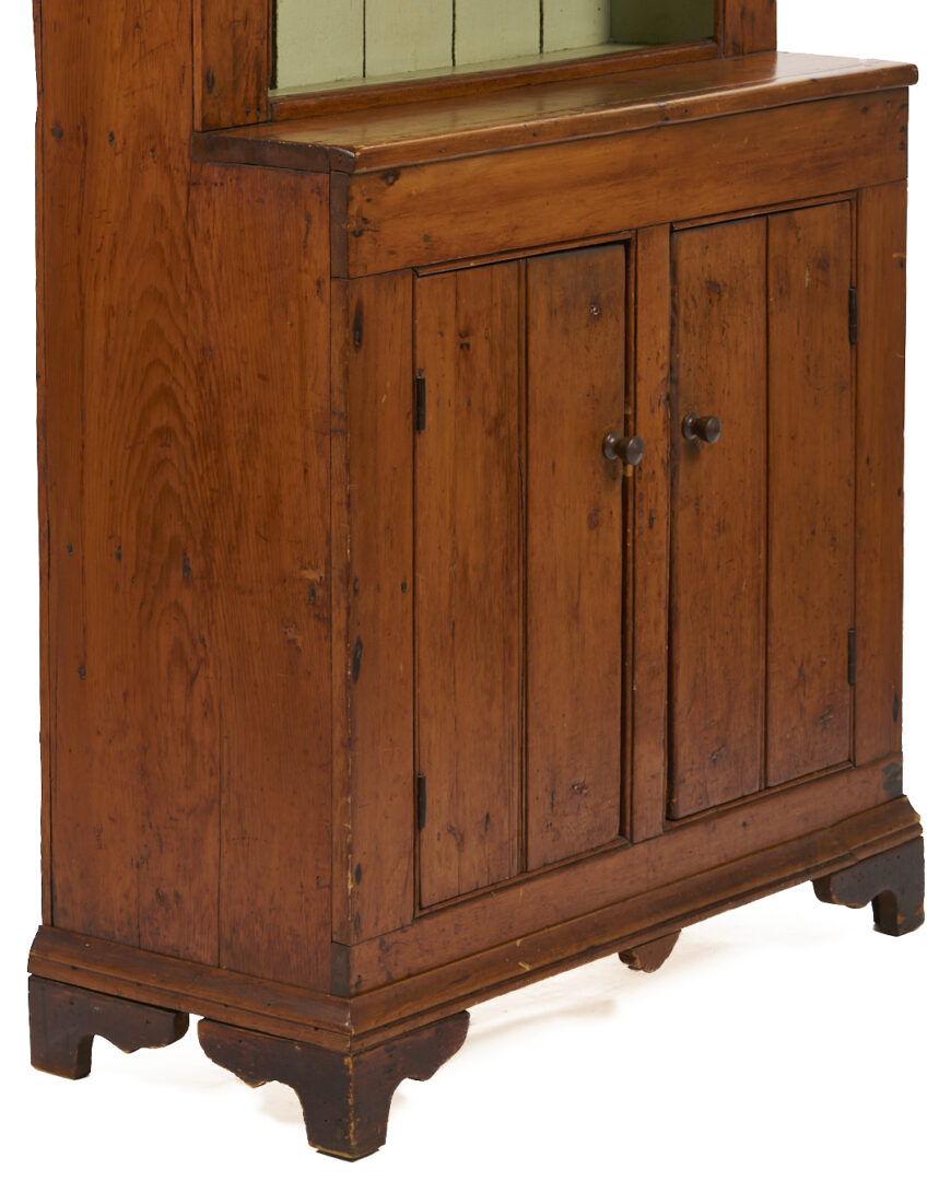 Lot 299: American Stepback Cupboard with Scallop Design & Bracket Feet