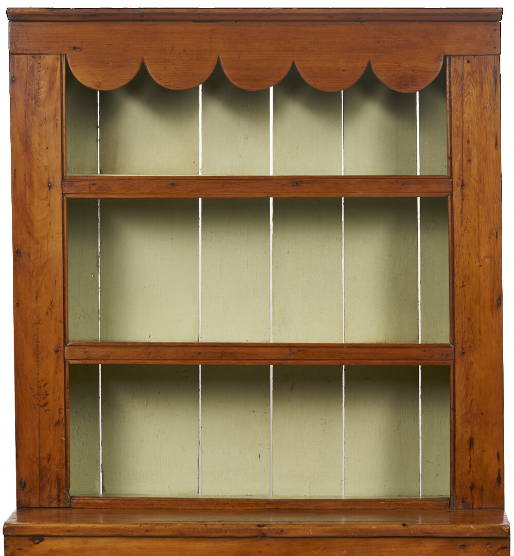 Lot 299: American Stepback Cupboard with Scallop Design & Bracket Feet