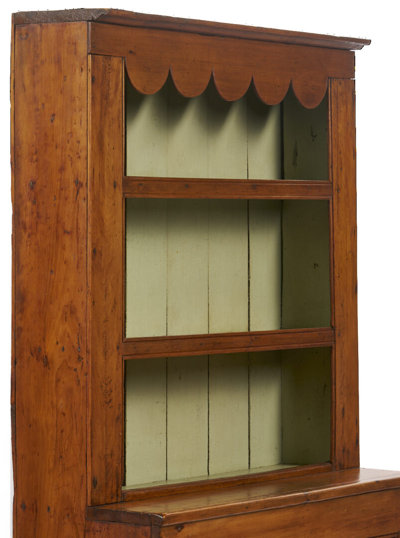 Lot 299: American Stepback Cupboard with Scallop Design & Bracket Feet