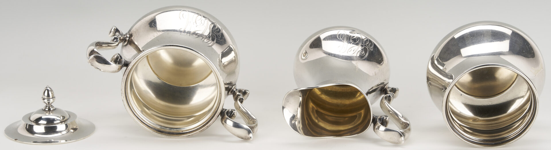 Lot 303: 5 Pc. Durgin Sterling Silver Tea Set
