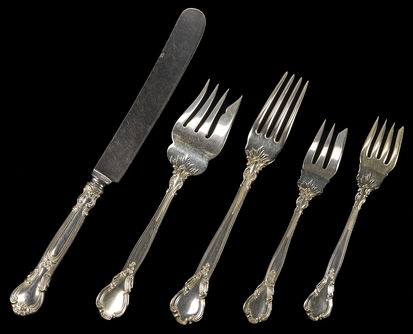 Lot 307: Gorham Sterling Flatware Set Plus 12 D & H Spoons, 102 pcs