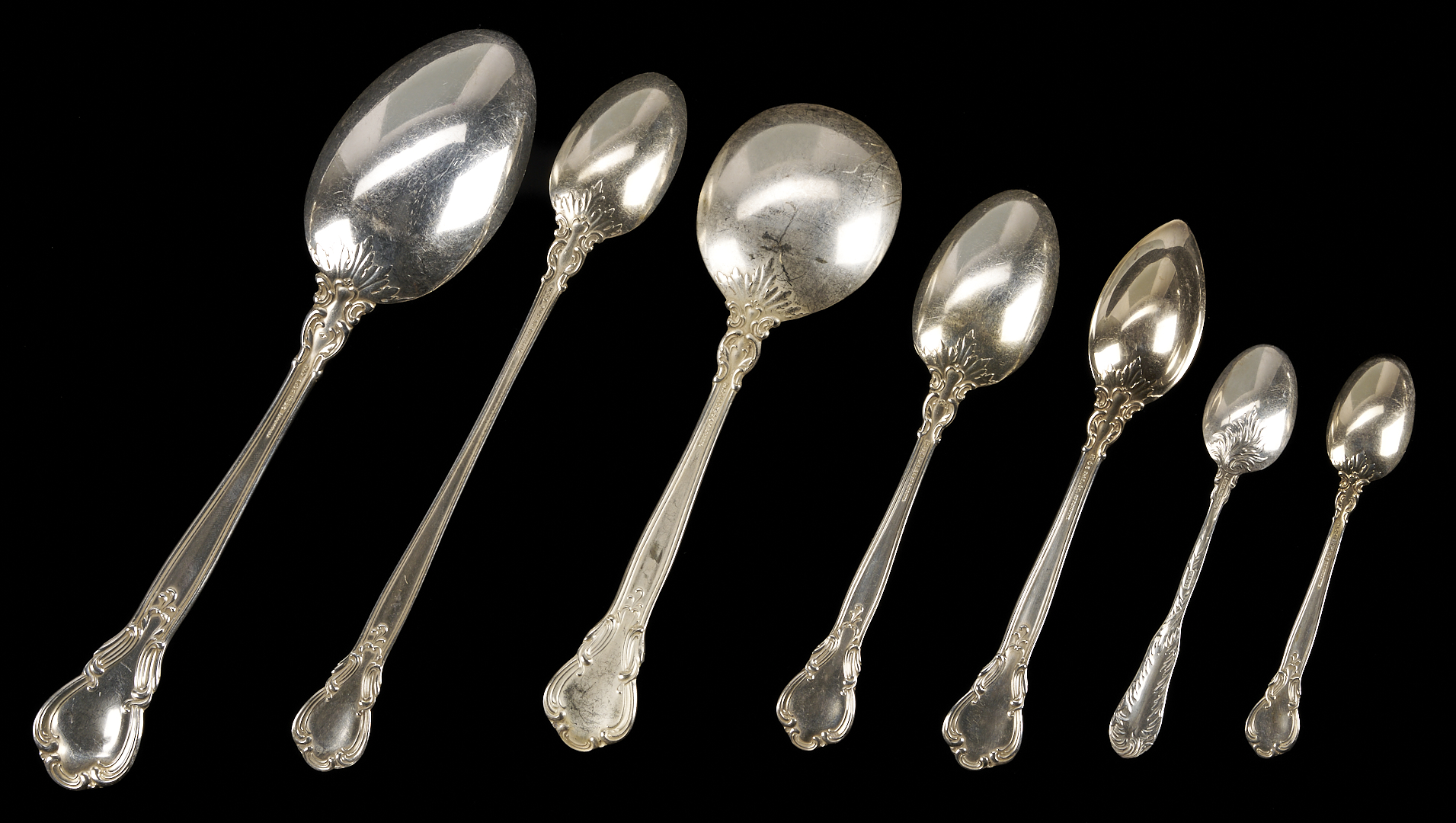 Lot 307: Gorham Sterling Flatware Set Plus 12 D & H Spoons, 102 pcs