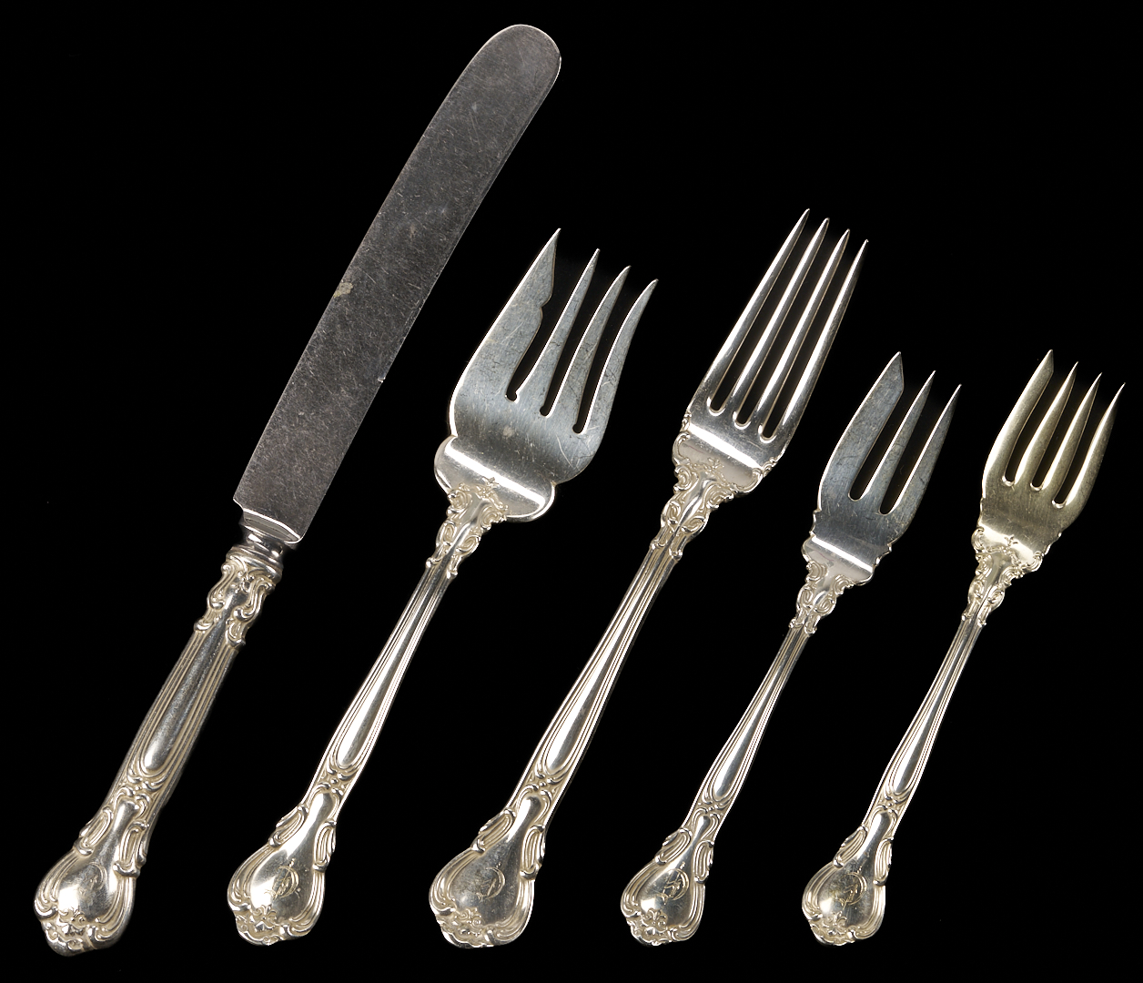 Lot 307: Gorham Sterling Flatware Set Plus 12 D & H Spoons, 102 pcs