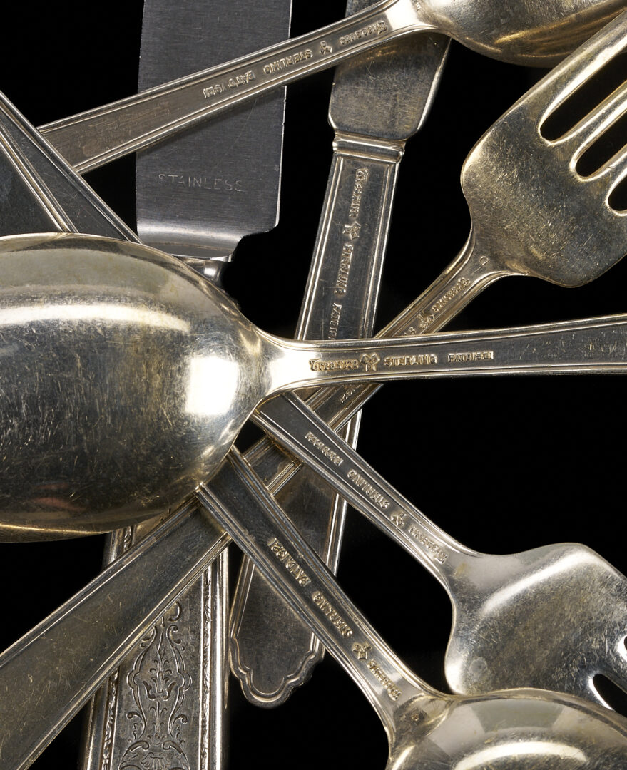 Lot 308: 90 Pcs. Lunt Sterling Flatware, Mary II Pattern