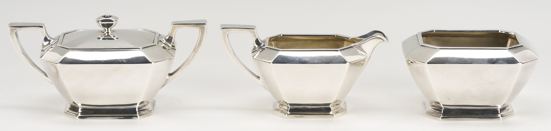 Lot 309: Gorham Fairfax 5 pc Sterling Tea Set w/ S/P Tray