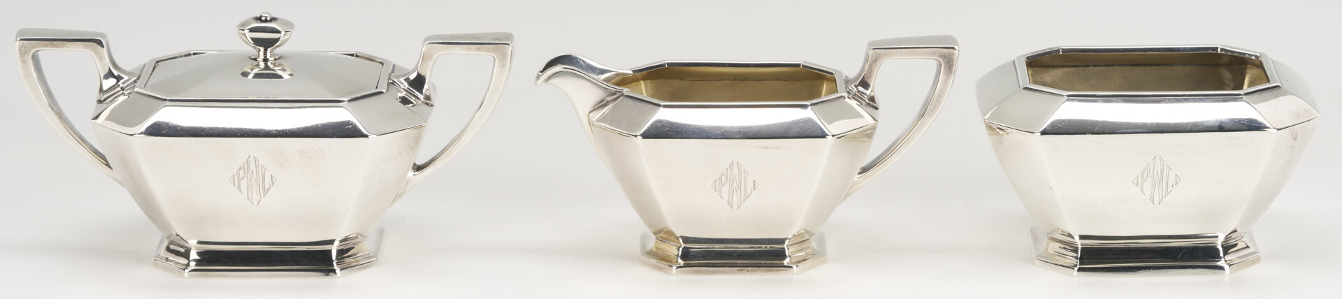 Lot 309: Gorham Fairfax 5 pc Sterling Tea Set w/ S/P Tray