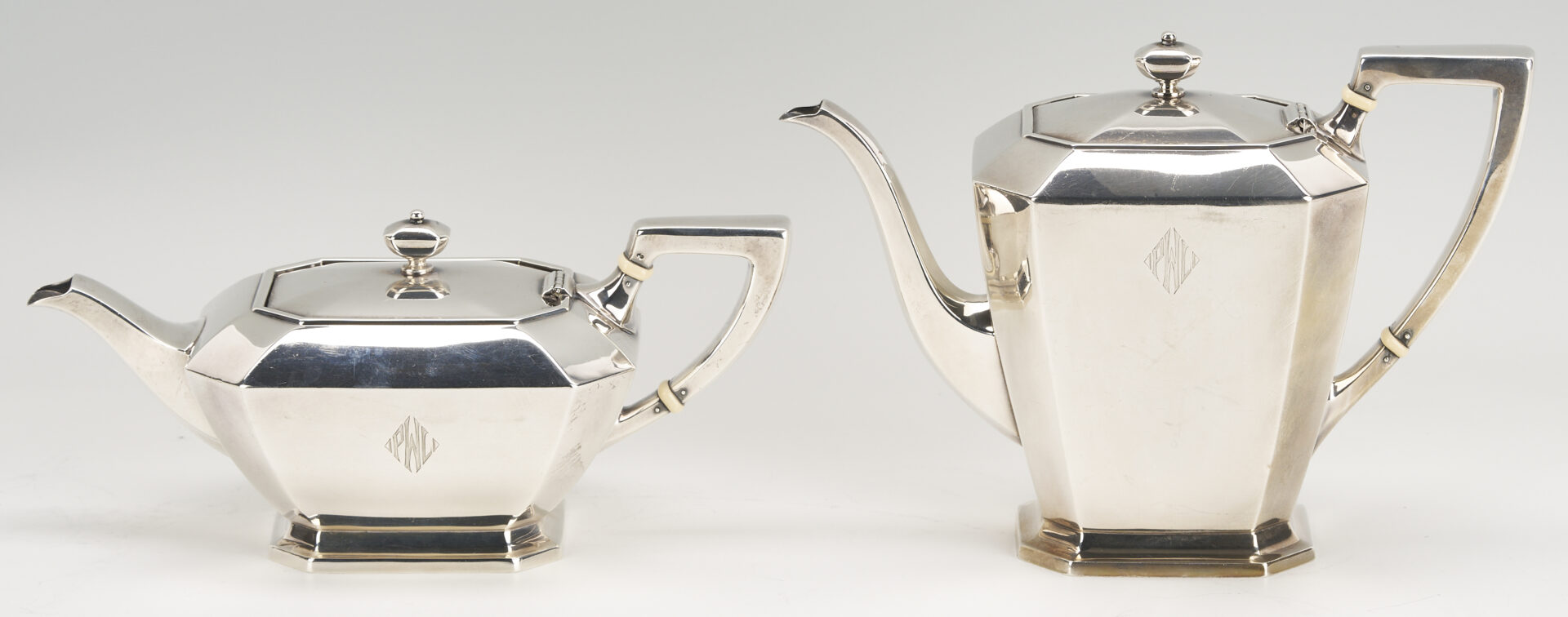 Lot 309: Gorham Fairfax 5 pc Sterling Tea Set w/ S/P Tray