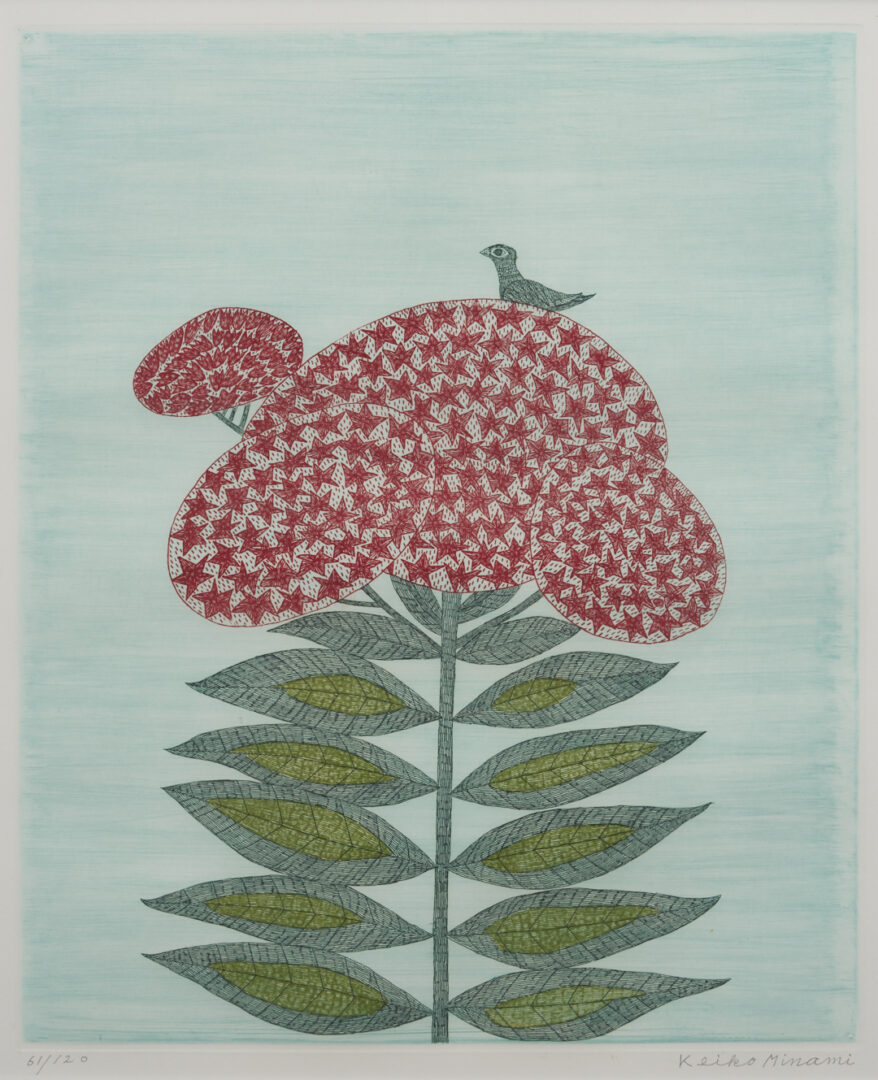 Lot 30: 4 Keiko Minami Etchings w/ Birds in Landscapes