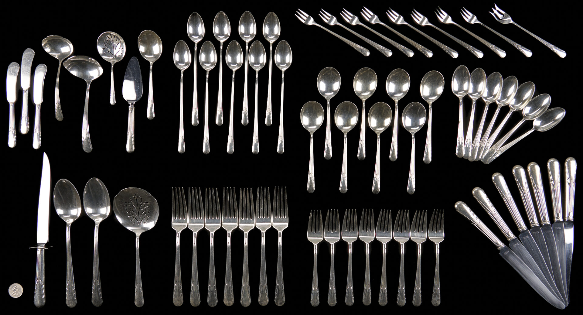Lot 310: 67 Pcs. International Sterling Flatware