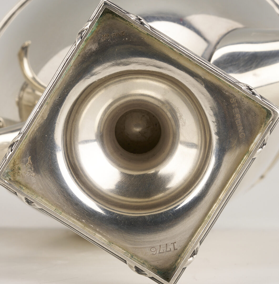 Lot 311: 4 pc Mauser Sterling Silver Tea Set plus Silverplated Tray