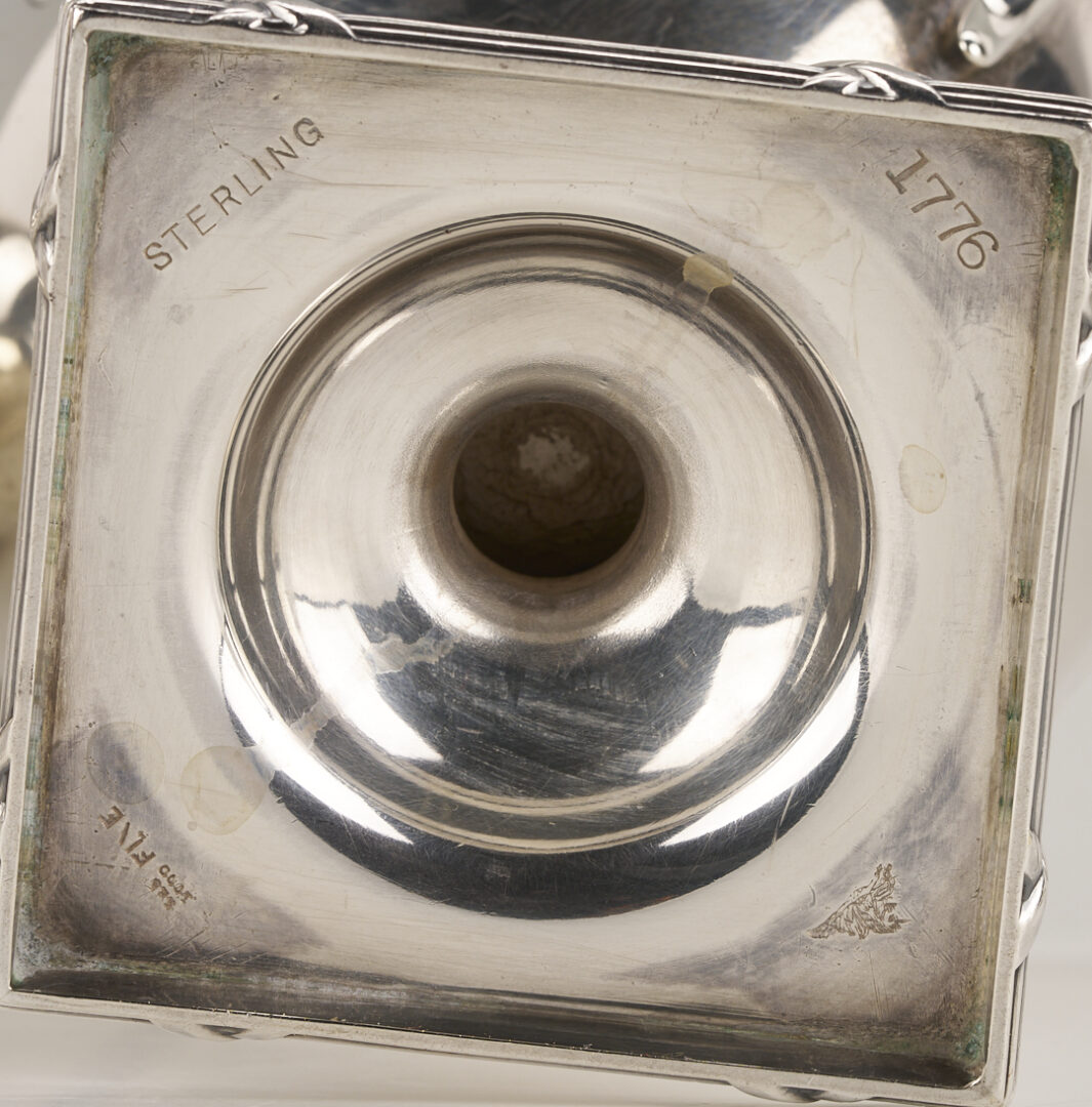 Lot 311: 4 pc Mauser Sterling Silver Tea Set plus Silverplated Tray