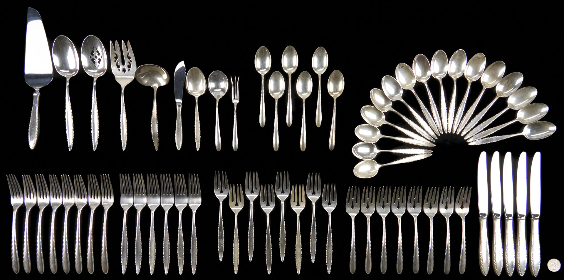 Lot 312: 66 Pcs. Assorted Sterling Flatware, incl. Lunt Lacepoint