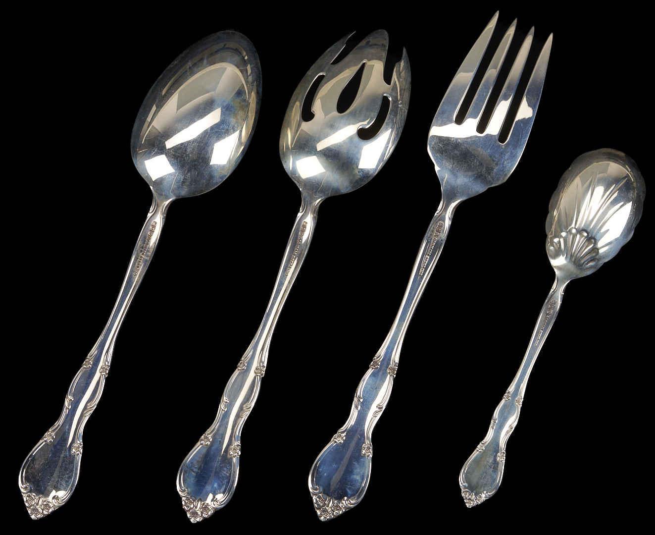 Lot 313: 66 Pcs Gorham Sterling Silver Rose Tiara Flatware