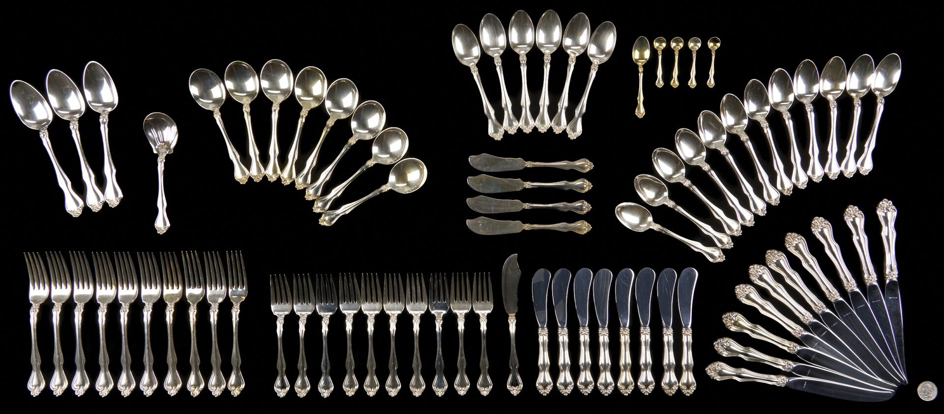 Lot 315: 78 Pcs. Westmoreland Sterling Silver Flatware
