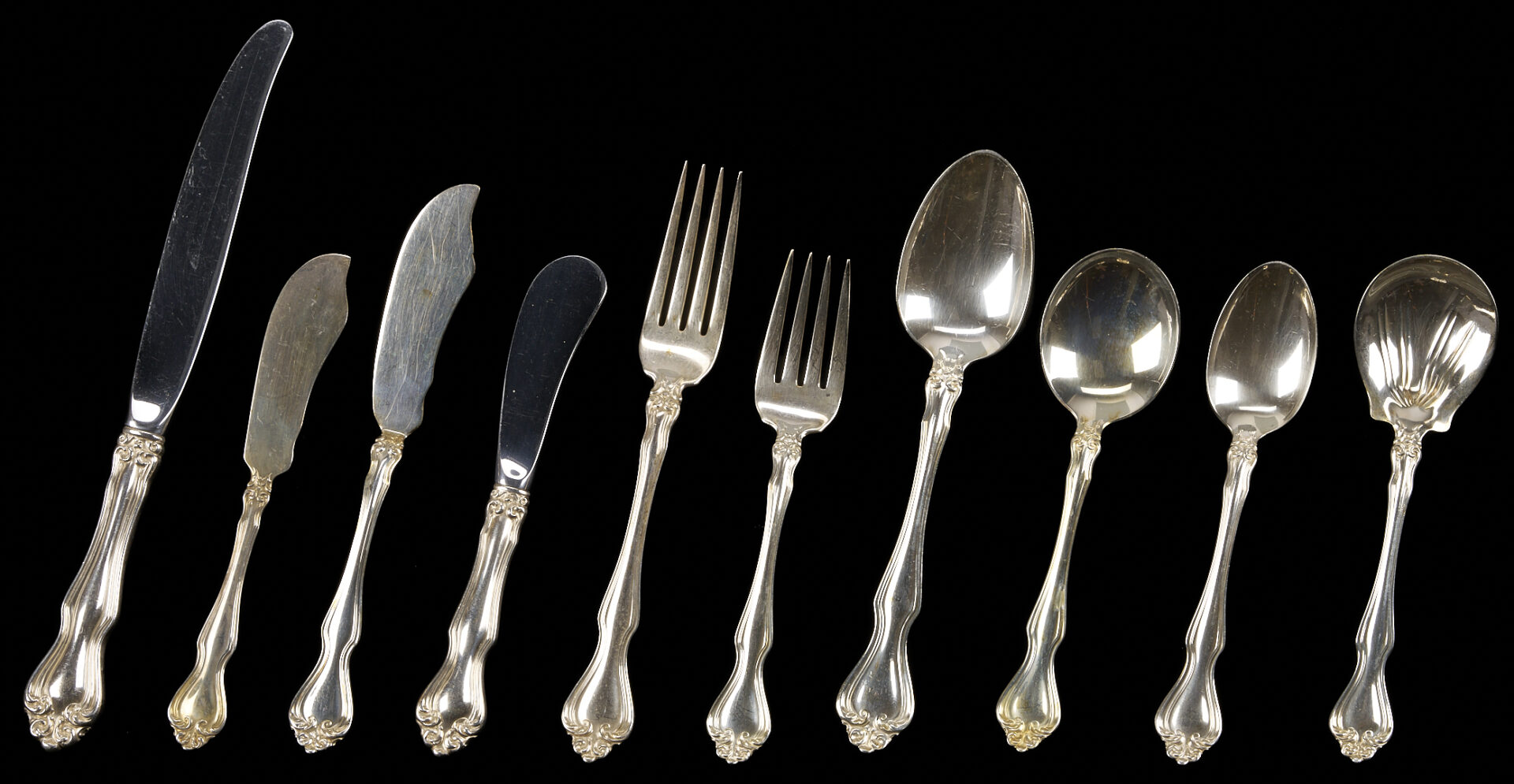 Lot 315: 78 Pcs. Westmoreland Sterling Silver Flatware