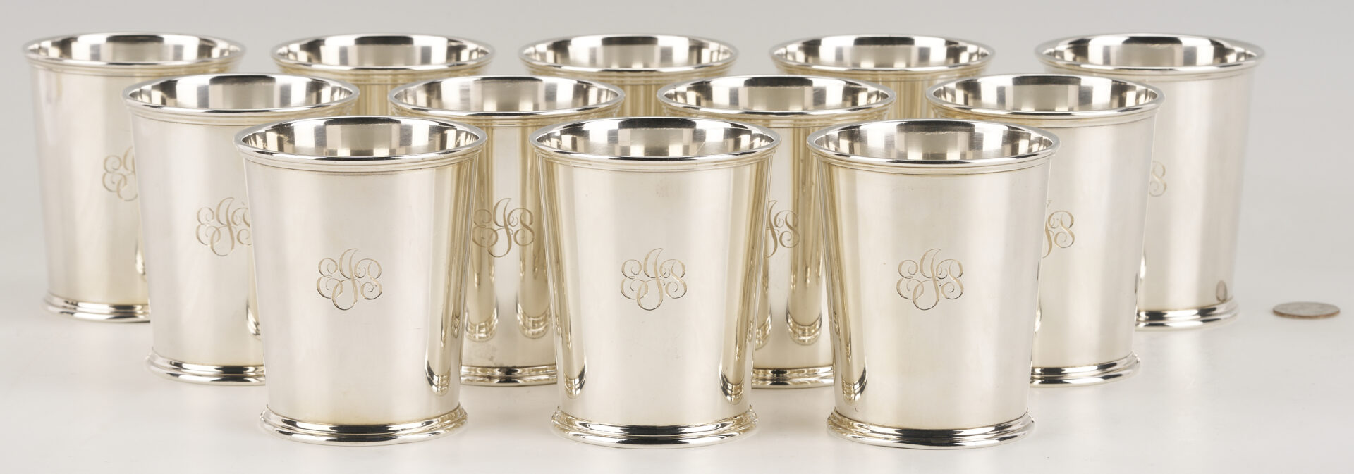 Lot 317: 12 S. Kirk & Son Sterling Silver Julep Cups