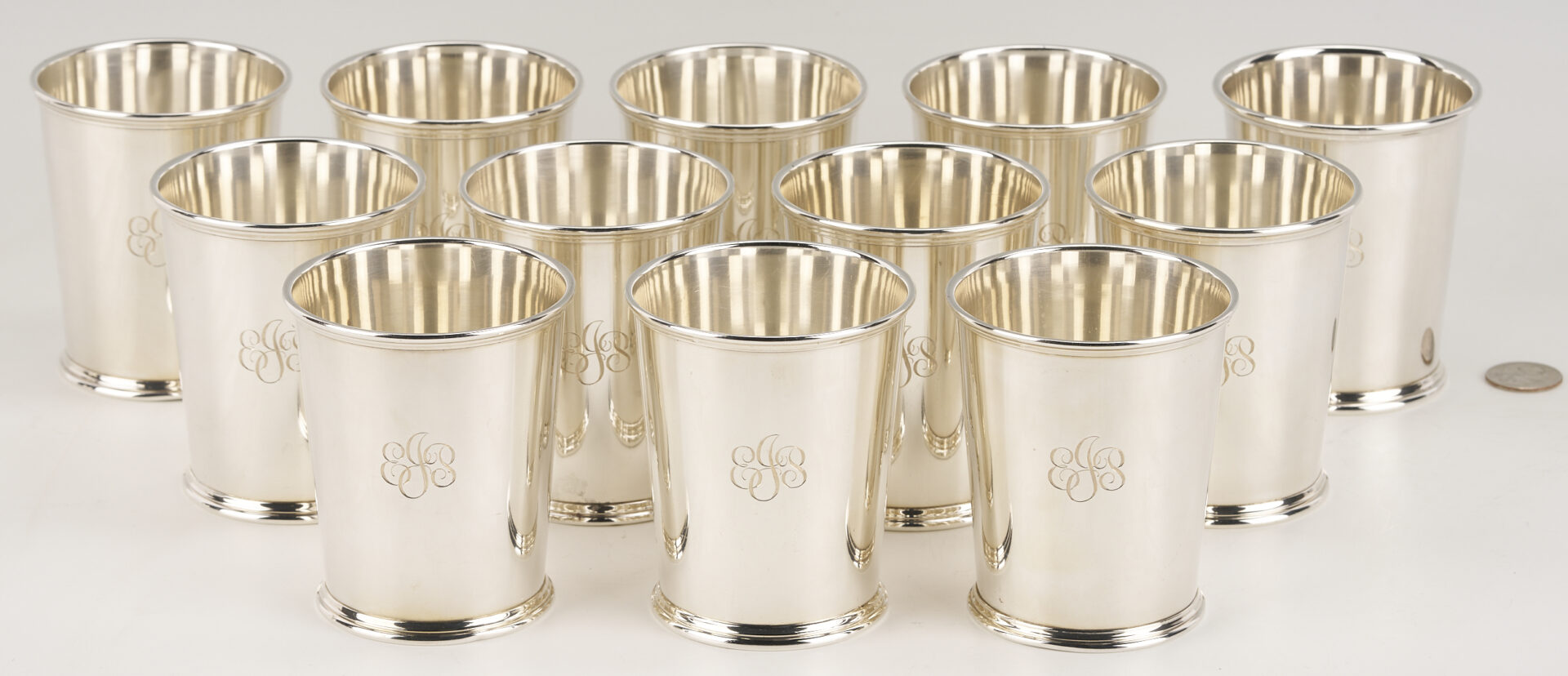 Lot 317: 12 S. Kirk & Son Sterling Silver Julep Cups