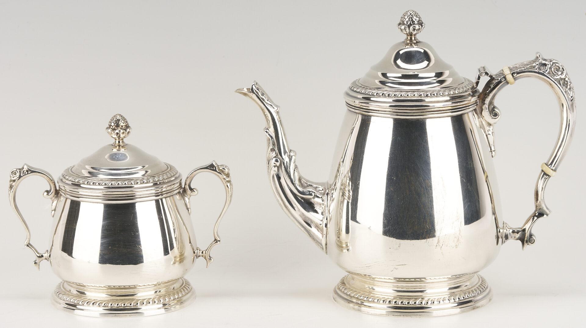 Lot 31: Sterling Silver Tea Set with Kettle, 131 oz, plus tray