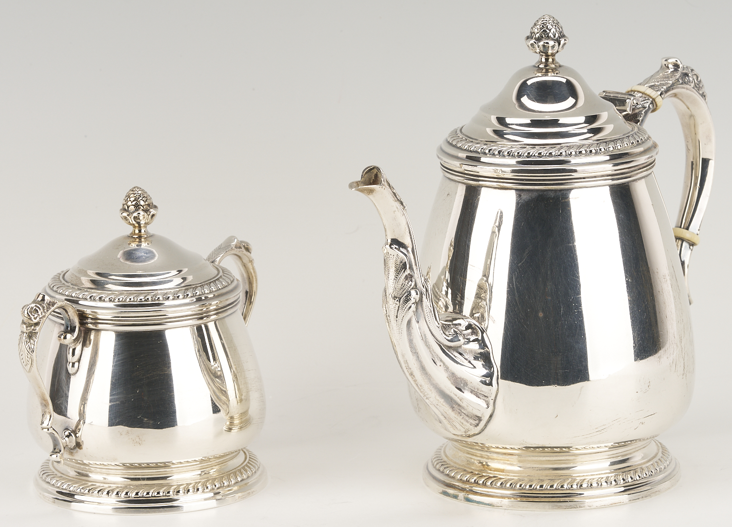 Lot 31: Sterling Silver Tea Set with Kettle, 131 oz, plus tray
