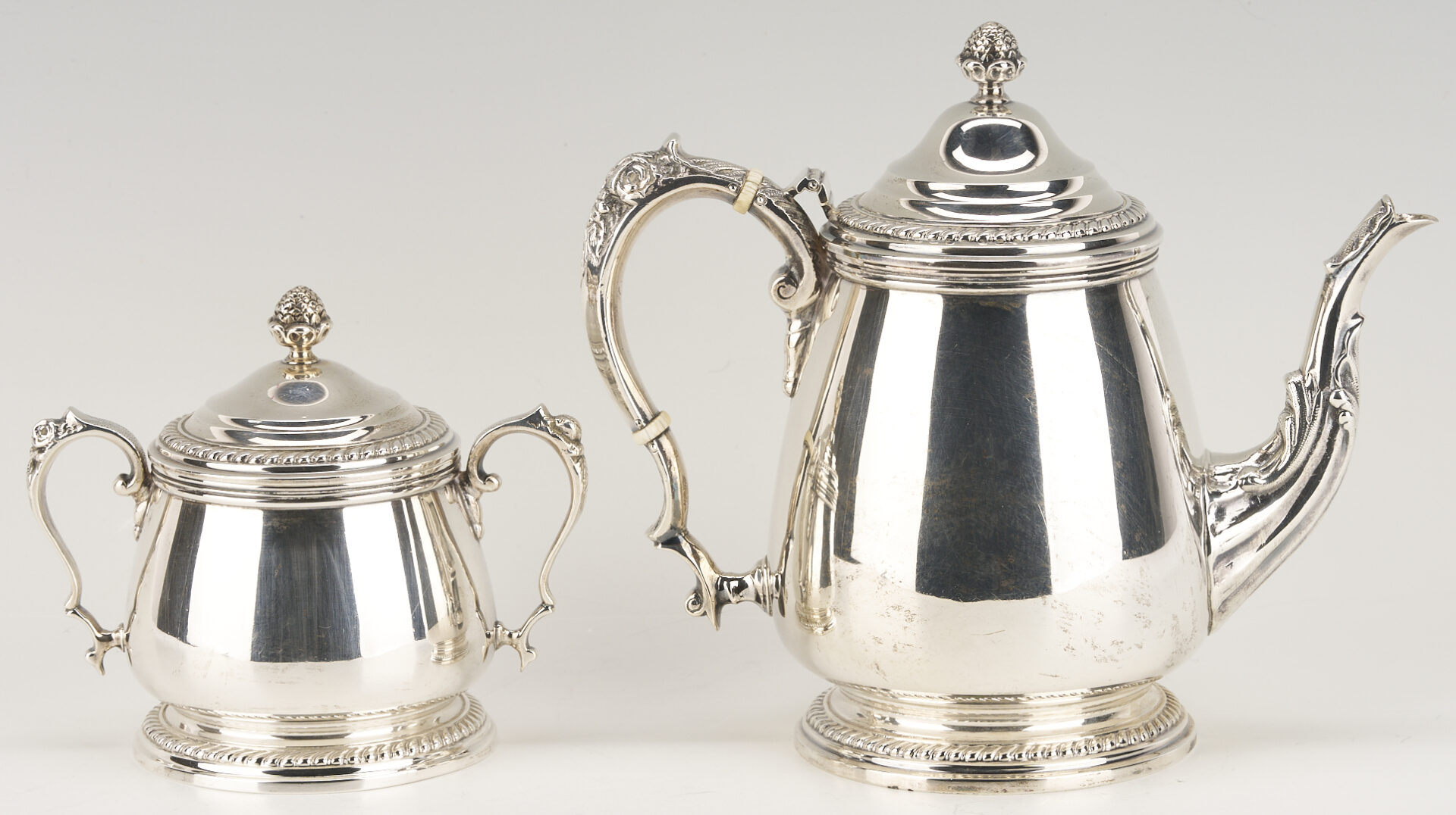 Lot 31: Sterling Silver Tea Set with Kettle, 131 oz, plus tray